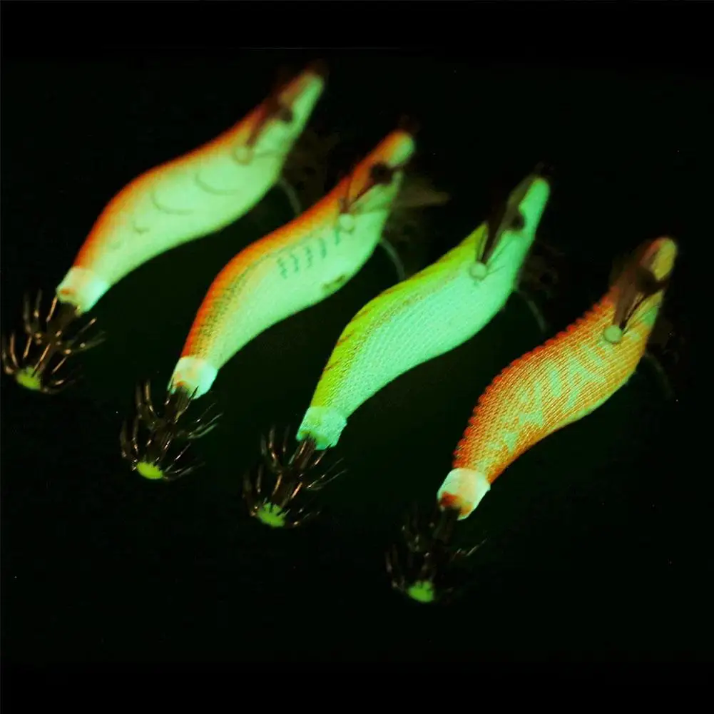 Señuelos luminosos para pesca en agua salada, cebos blandos de 8cm/6,5g, 4 piezas, calamar, pulpo, camarón, lubina - imagen 4