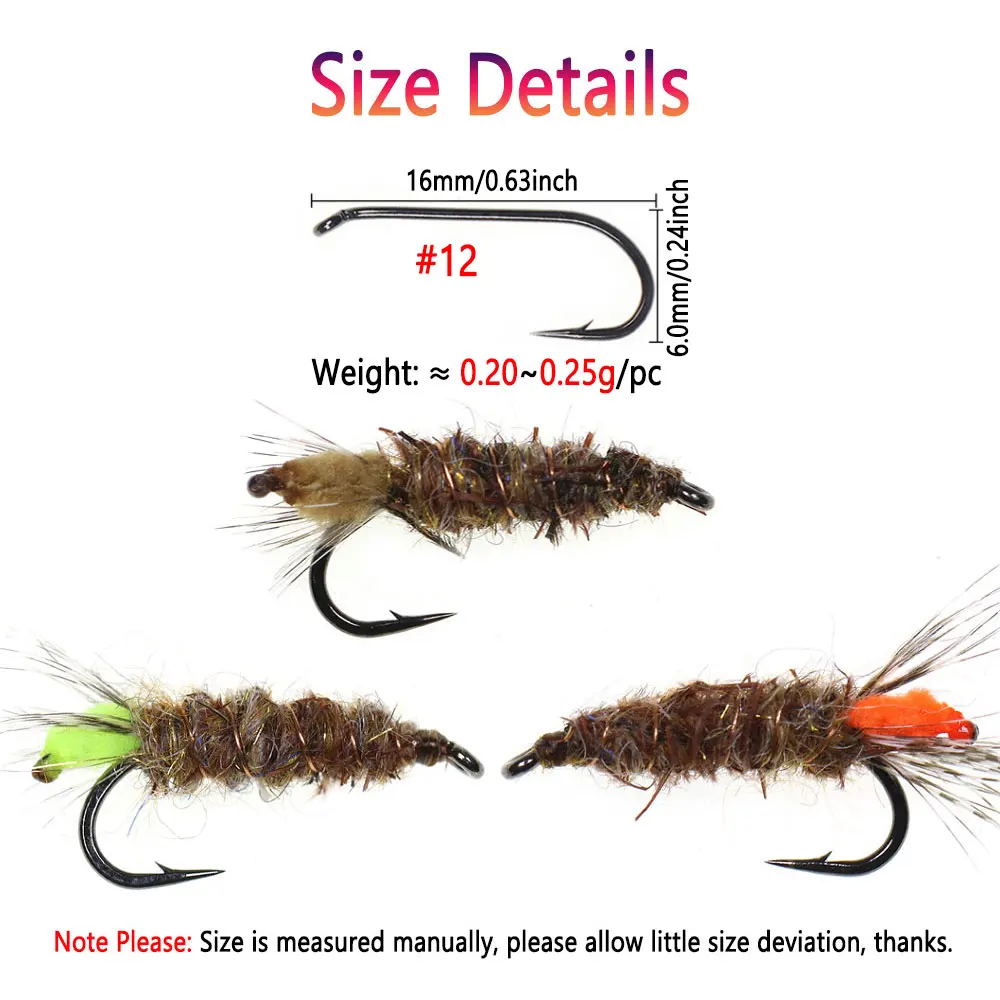 Bimoo 9 piezas # 12 púas Peeping Caddisfly Ninfa oreja de liebre doblado suave Grizzly Hackle mosca húmeda trucha salmón Grayling Señuelos de pesca - imagen 3