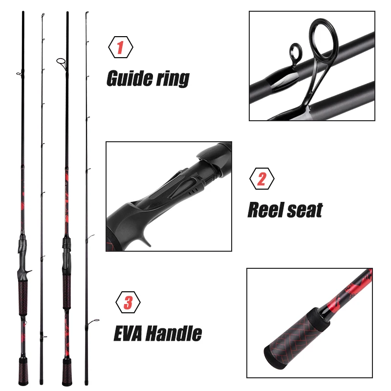 BILLINGS nueva caña de pescar de carbono 2 secciones 1,8 M/6 pies 2,1 M/7 pies caña de pescar giratoria 7-21G caña de pescar de trucha M - imagen 3