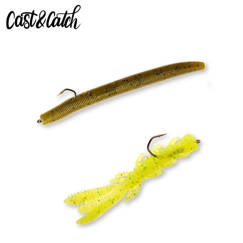 Fundición y captura, 4 Uds., gancho largo con pasador de bloqueo, gancho de pesca curvo de bloqueo de acero de aleación de alto carbono para señuelo de gusano suave, manivela de carpa con púas para lubina - imagen 3