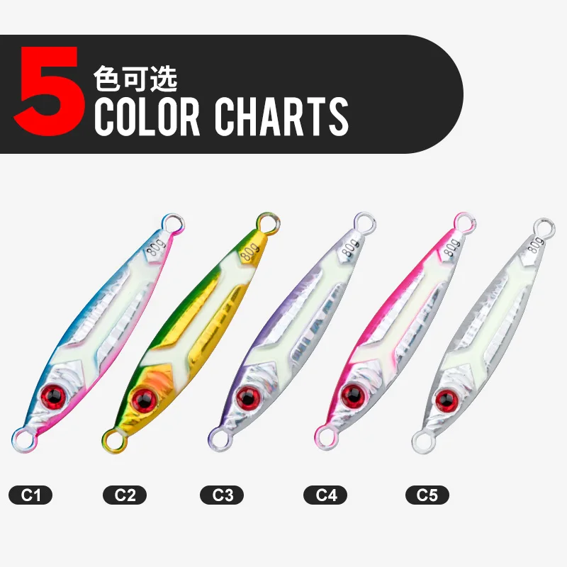 OBSESSION J141 señuelo de plantilla de metal duro luminoso, jigging cebo de pesca de agua salada, cuchara de pesca de hundimiento rápido, 30g, 40g, 60g, 80g - imagen 3