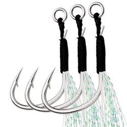 Anzuelos de asistencia con plumas – Metal y anilla sólida para jigging