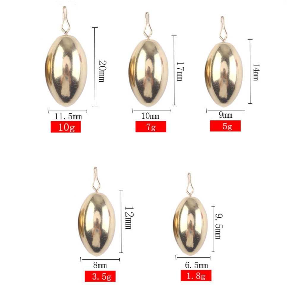 100 Uds. Plomo de plomo de aleación de cobre para Pesca 1,8g 3,5g 5g 7g 10g Clip de bola de contrapeso señuelo accesorios de Pesca en roca de mar Pesca - imagen 3