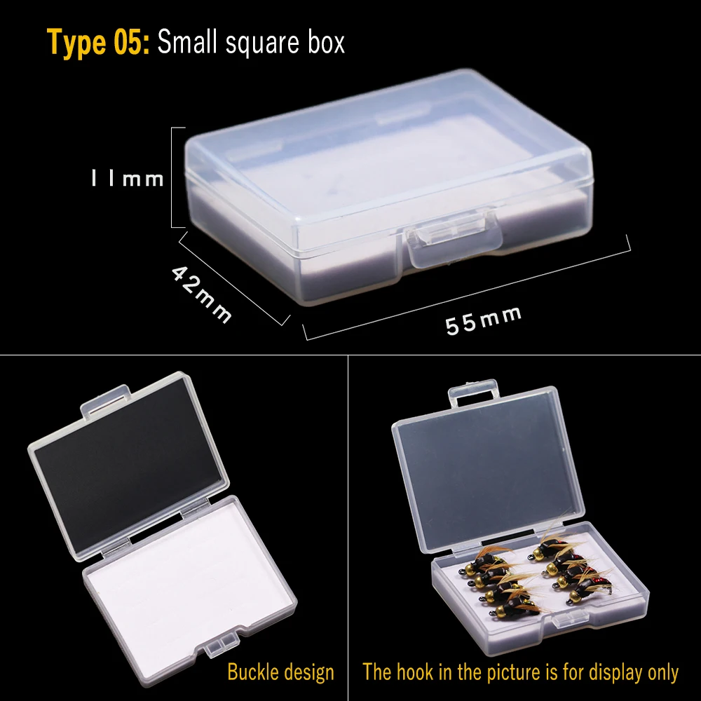 Wifreo-caja de pesca con mosca transparente, diseño de espuma, insertar tipos pequeños, Mini almacenamiento de plástico, caja de aparejos de pesca - imagen 4