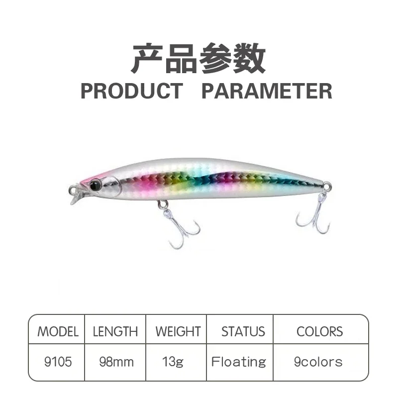 Señuelo de pesca flotante para pececillo, Wobblers de 98mm y 12g de fundición larga, Jerkbait de lubina, cebo duro, Lucio, aparejos de cebo Artificial, 1 Uds. - imagen 2