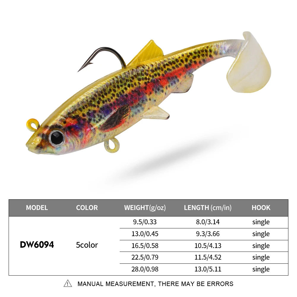 Juego de señuelos de pesca blandos de primera calidad, cebo Artificial para aparejos al aire libre y aventuras de pesca de agua dulce, 9,5g, 13g, 16,5g, 22,5g, 28g, 5 uds. - imagen 2