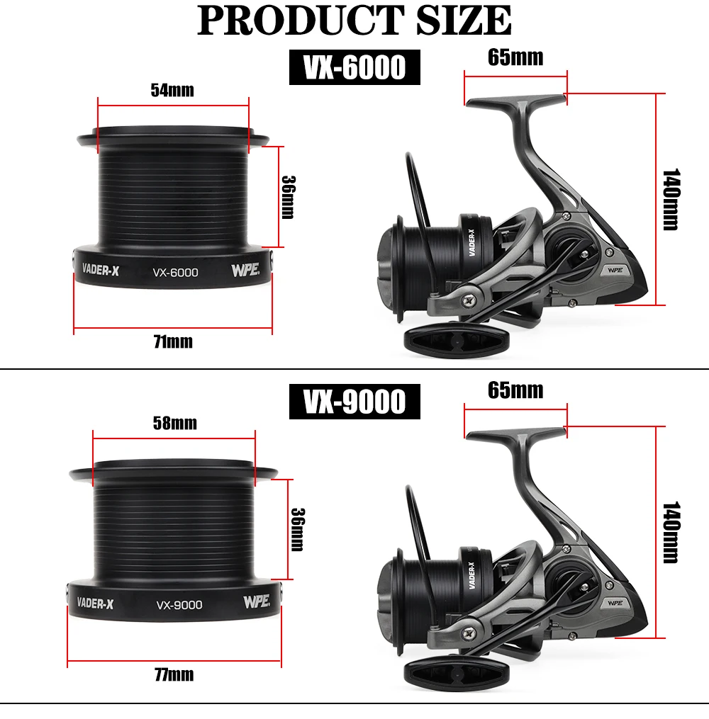 Experimente la pesca sin costura con los carretes VX-6000 y VX-9000 diseñados para precisión y durabilidad