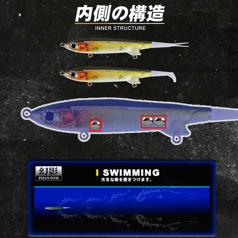 D1 señuelo de superficie Jerkbait, Señuelos de Pesca en forma de i, andador de plástico Artificial, pez dulce para pesca de lubina, carpa negra, 65mm, 4g - imagen 3