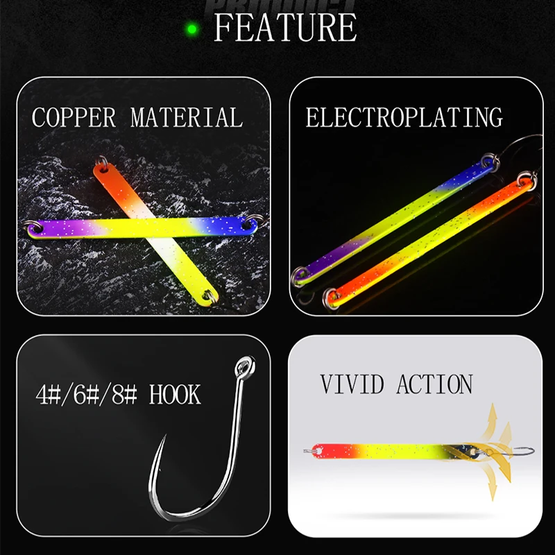 WEIHE-cuchara de pesca Artificial de Metal de cobre con un solo gancho, forma colorida, 6 colores, 2,5G, 3G, 4G - imagen 5