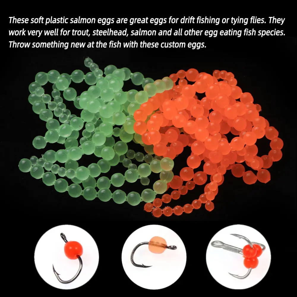 Bimoo-20 cuerdas de 3,5mm y 5,5mm, señuelo suave y realista, Material luminoso para atar moscas, huevos de pescado, Rojita de pescado, anzuelo triple, cebo de cabeza de acero - imagen 5