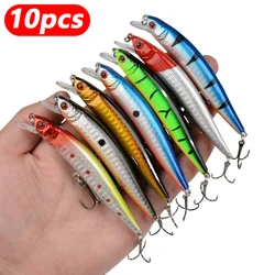 10 Uds Señuelos de pesca Crankbait con anzuelo triple Wobbler plástico Artificial Swimbait Minnow señuelo para equipo de pesca