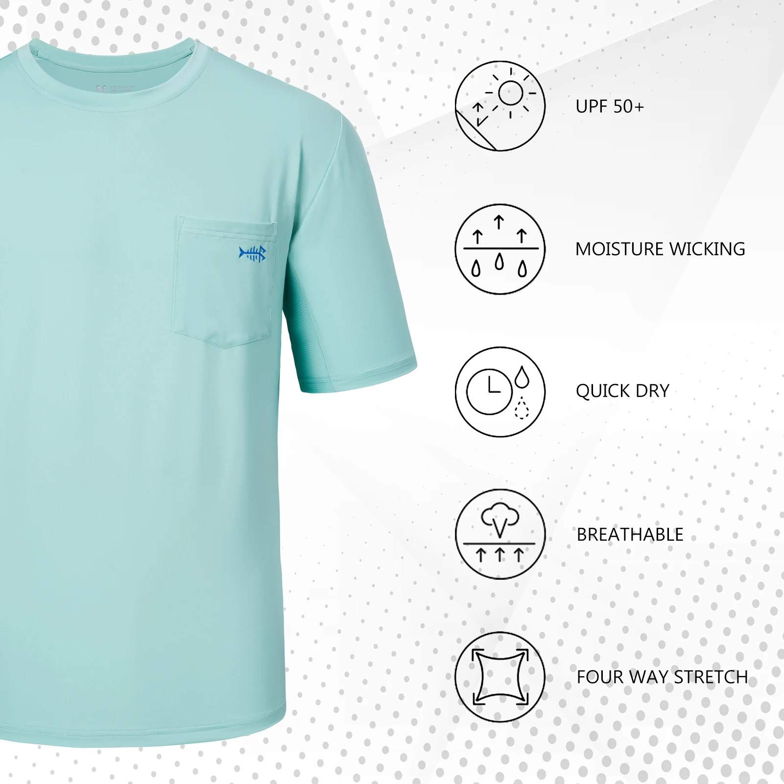 Bassdash-Camiseta de manga corta con bolsillo para hombre, camisa deportiva de rendimiento UPF 50 +, protección solar UV, para pesca, senderismo, kayak - imagen 4