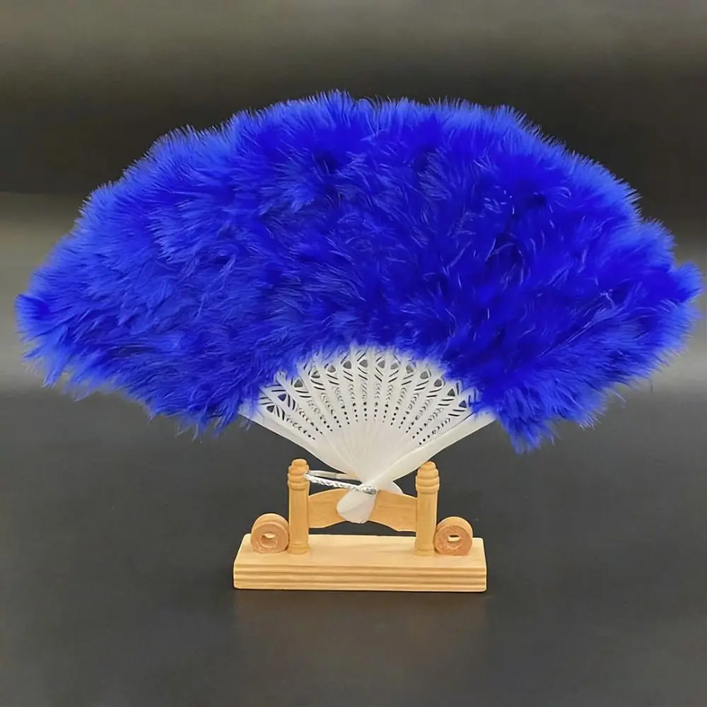 Abanico de mano blanco hecho a mano, multicolor, 38x24cm, abanicos de piel plegables para mujer, regalos artesanales, abanico Hanfu de estilo chino - imagen 4