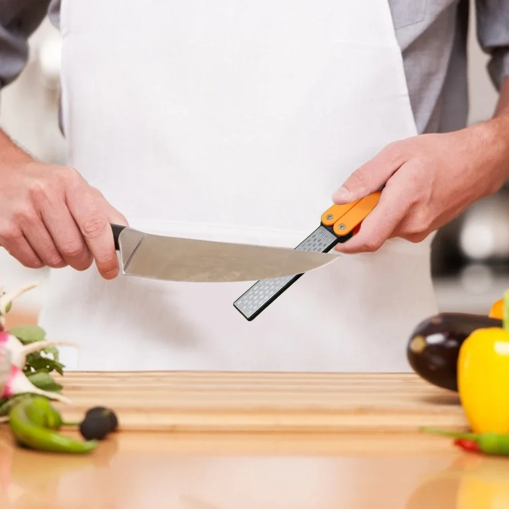 Afilador de bolsillo plegable de doble cara, cuchillo de diamante portátil, piedra de afilar, Trekking al aire libre, barbacoa, herramienta portátil - imagen 3