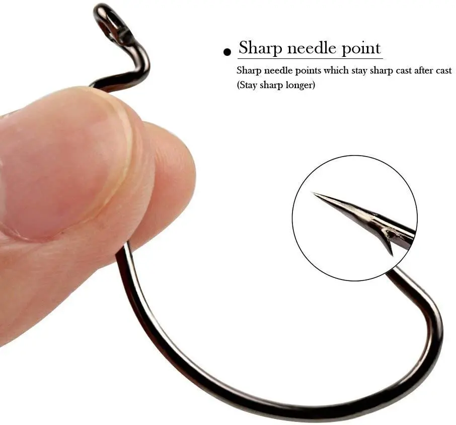 Sougayilang-anzuelos de pesca de acero de alto carbono, anzuelos de gusano, cebo blando, plantilla de pescado con caja de plástico - imagen 2