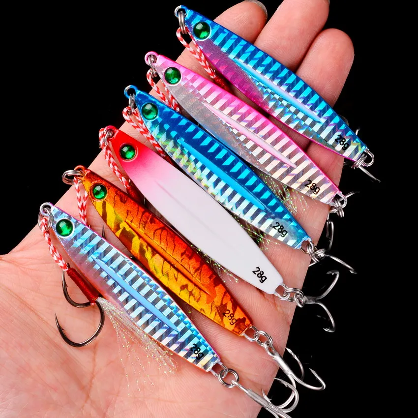 10 Uds. Señuelos de Pesca de Metal, plantillas de cuchara de fundición lenta, juego de Señuelos de Pesca 7G 10G 17G 21G 28G 40G Crankbait Jig Wobbler, cebo de Pesca de mar - imagen 3