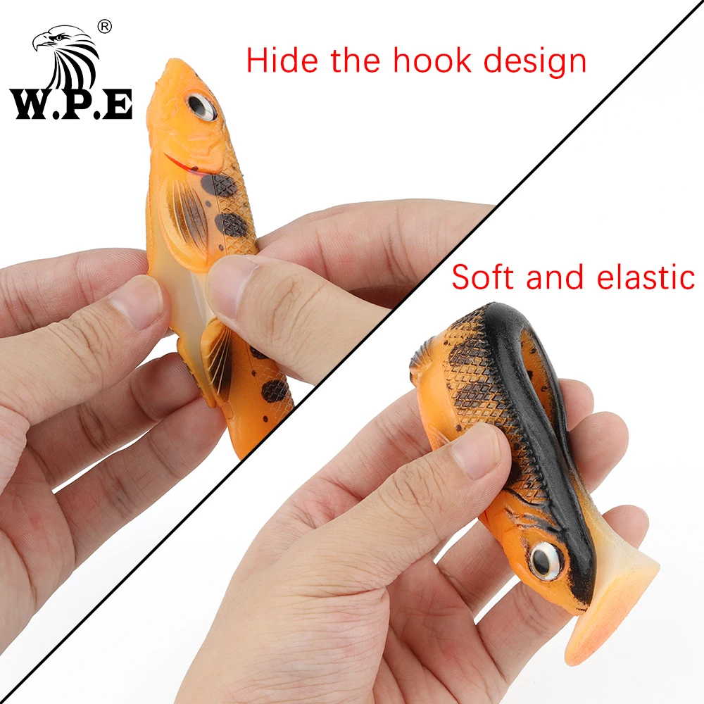 W.P.E-señuelo de Pesca suave, 2 unids/pack, 160mm, 33,5g, Swimbait, de goma, de silicona, plantilla para lubina, aparejos de Pesca de carpa - imagen 3