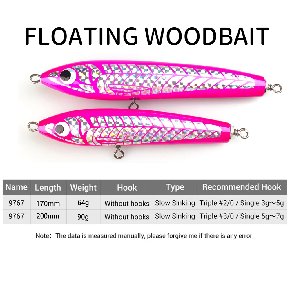 Señuelos de pesca Popper de madera, 65g, 90g, gran juego, superficie Topwater, cebo tipo lápiz, pesca de carpa de agua salada de aguas profundas - imagen 2