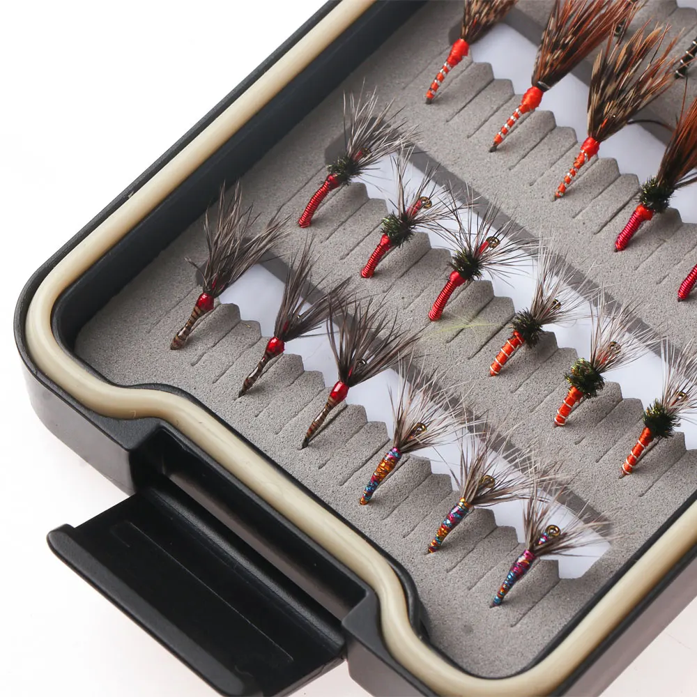 Bimoo 24 unids/caja # 12 # 14 mixtas de moscas Tenkara con caja impermeable, anzuelo de púas, pesca Tenkara, mosca, trucha, agarre, señuelos de pesca, cebo - imagen 4