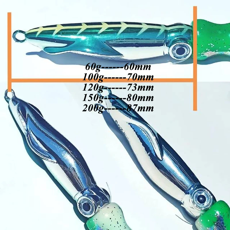 Como 1 pieza cabeza de Metal Inchiku Jig alambre cebo falda de pulpo Pesca Jigging señuelo 60g100g120g150g200g Pesca artificial Leurre cebo duro - imagen 3