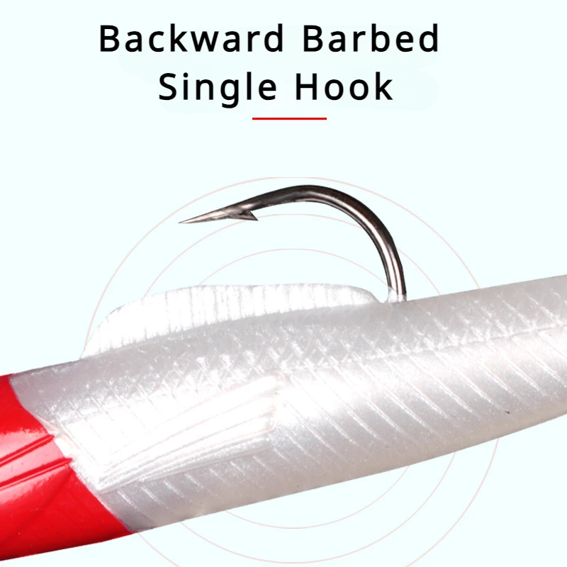 10 Uds. De cebos con cola en T, carrete con cola en T, ojos 3D, juegos de peces con plomo, gancho individual multicolor, anzuelos de ancla Triple, cebo suave colorido - imagen 4