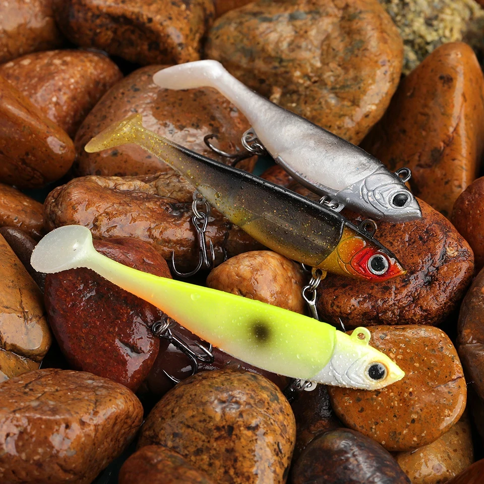 WALK FISH-señuelo de pesca con cabeza de anzuelo, cola en T suave, 95mm, 22,4g, sábalo de pesca de lubina, cebo suave, código de barco, Lucio, cebo de lubina, 1 Uds. - imagen 2