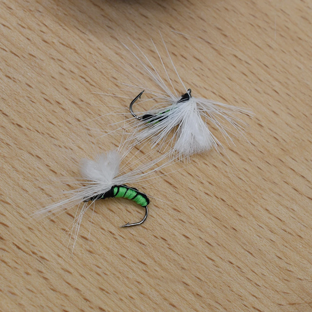 MNFT 10 piezas 11 #    Señuelos de mosca seca con anzuelo de pesca, moscas de lanzadera de faisán de ninfa de ala blanca pura - imagen 5