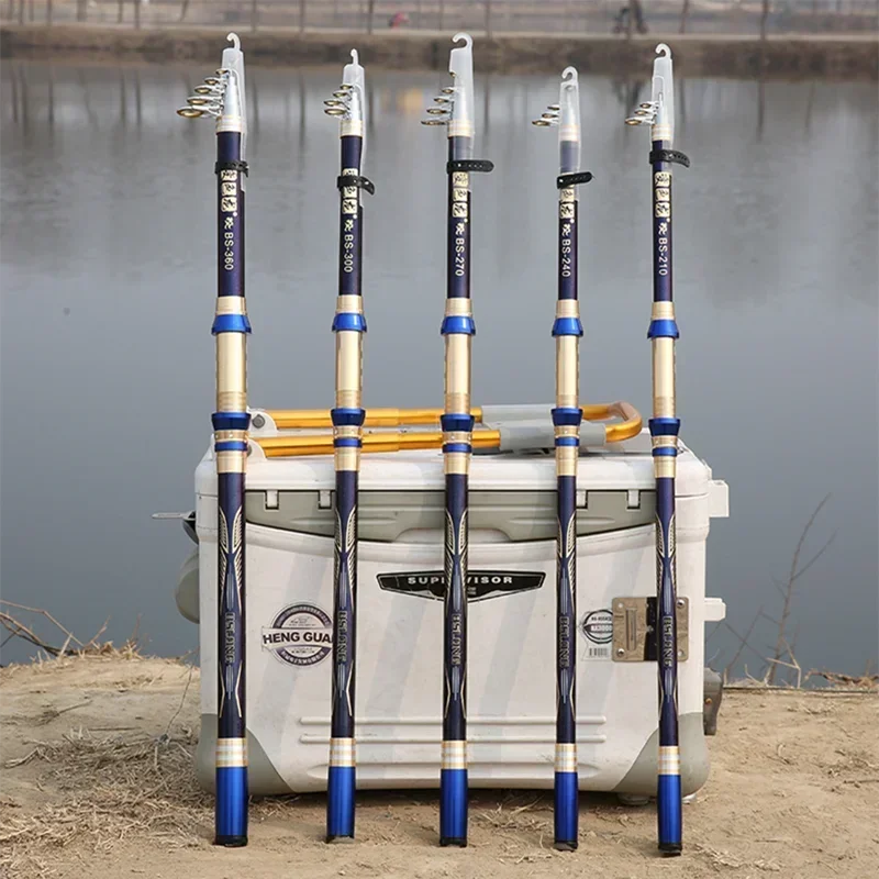 Caña de mano de alto carbono, caña de mar de carbono ultraligera y dura, caña de pescar de agua dulce, caña de pescar telescópica de 2,1/2,4/2,7/3,6/3,6 m - imagen 3