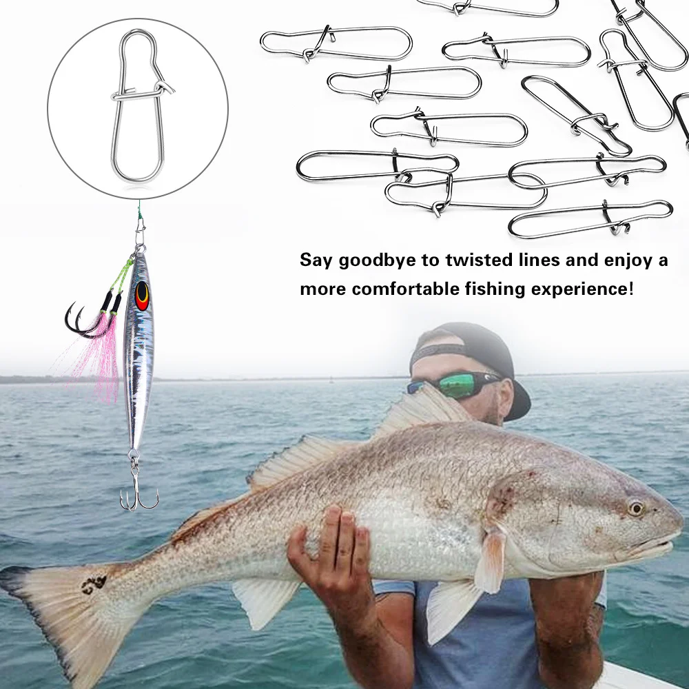 NUNATAK 304 Anillos de conector a presión de acero inoxidable Conector de pesca Tamaño 00 # -8 #   Darg 8KG-85KG 100PC fortalece el broche de pescado grande - imagen 3