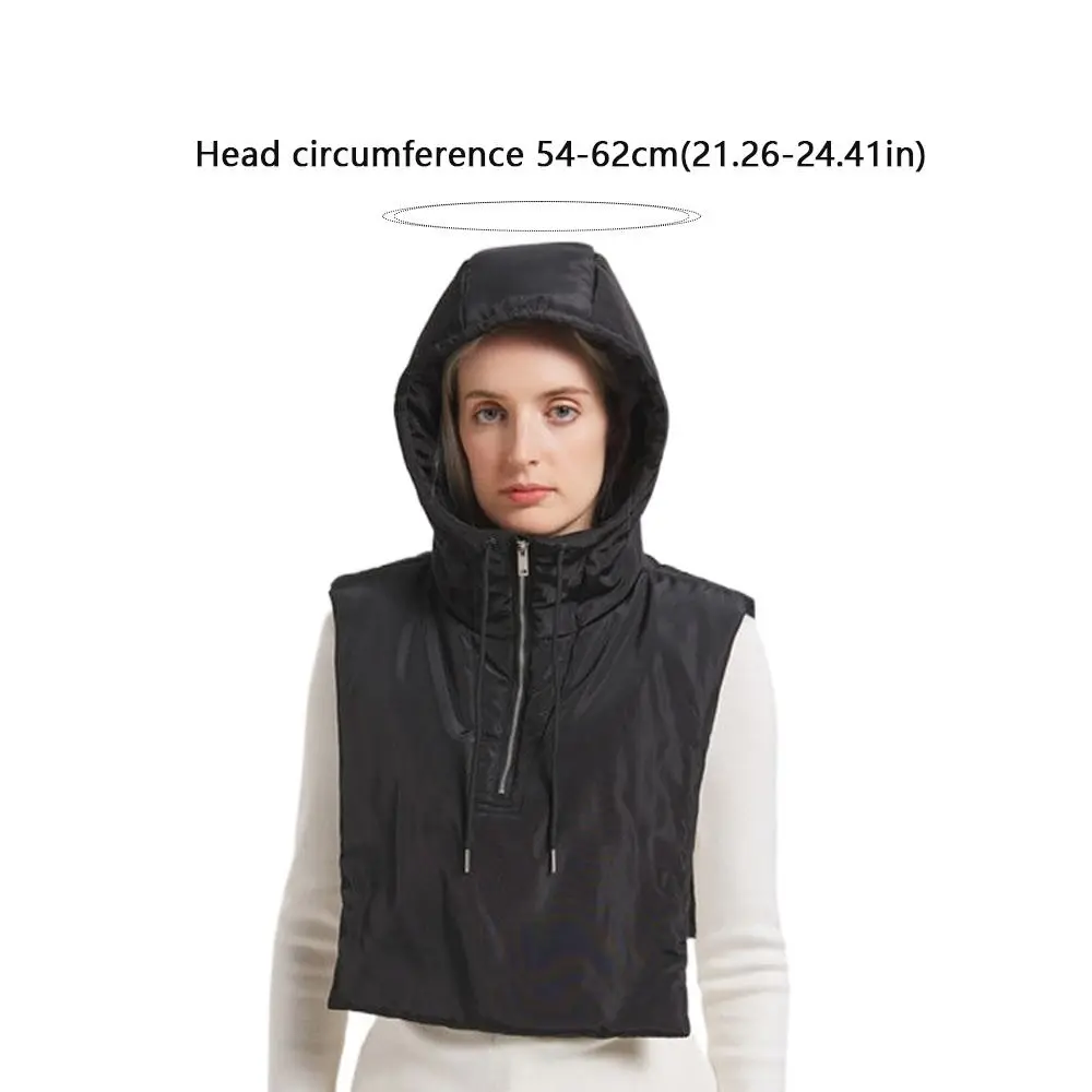 Gorro con capucha de cuello falso grueso de algodón, diseño de cremallera, bufanda ultraligera, pasamontañas, sombrero con cordón, sombrero Lei Feng para actividades al aire libre - imagen 5