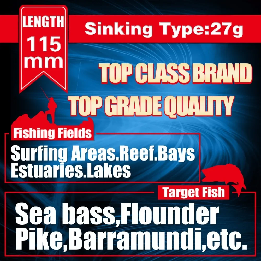 Señuelo de pesca de pececillos hundidos, cebo duro de 115MM y 27G, Wobble MINNOW Crankbait de Japón - imagen 5