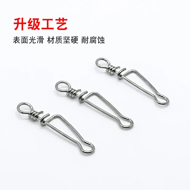 1000 Uds. Conector de accesorio de Pesca de acero inoxidable Coastlock Snap gancho Pin Fastlock Clip aparejos para barril giratorio señuelo Pesca - imagen 5