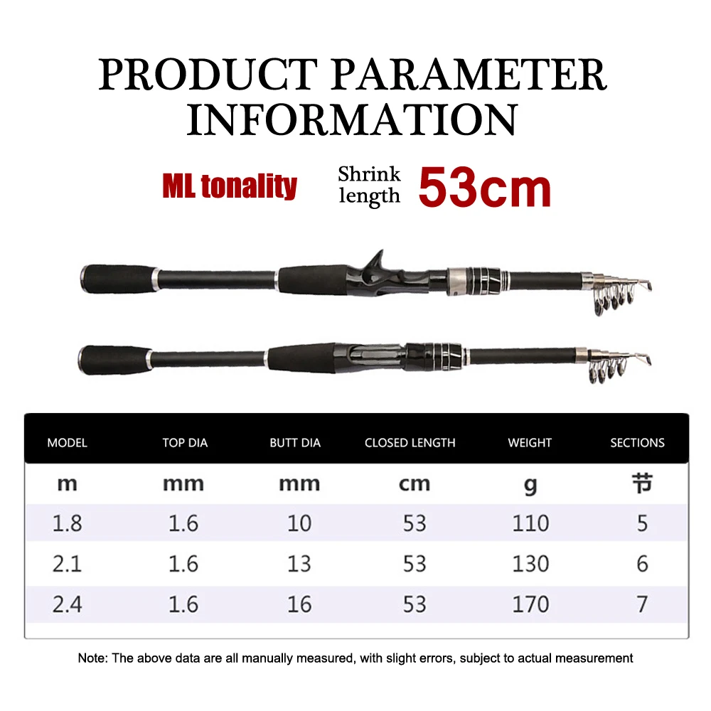 Caña retráctil portátil, caña de pescar de carbono, mango recto, Base de tacón de mano, área de agua múltiple, transporte aplicable - imagen 2