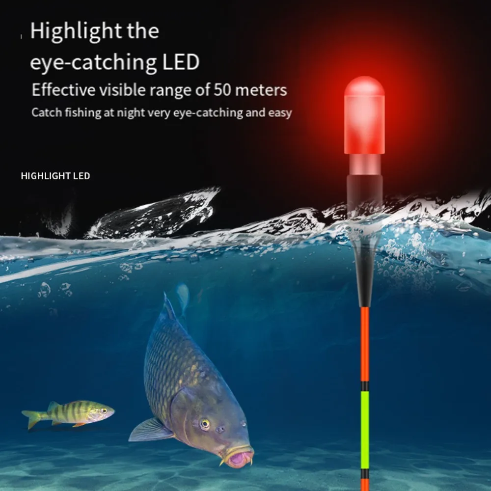 Flotadores de pesca luminosos, luz LED trasera electrónica + CR311 + 1 bolsa de ganchos, herramientas de pesca de luz LED de deriva eléctrica, 2 juegos - imagen 3