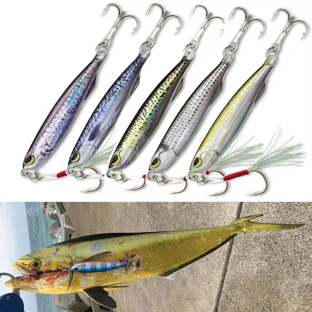30g40g60g80g arrastre Metal fundido plantilla delgada fundición de orilla profunda plantilla lenta caballa cebo Artificial señuelo de pesca de agua salada Mahi atún - imagen 3