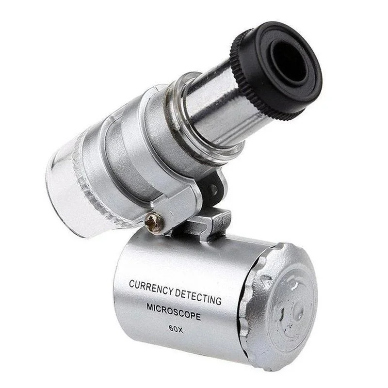 Microscopio de bolsillo 60X LED – Lupa profesional con luz ultravioleta - imagen 3