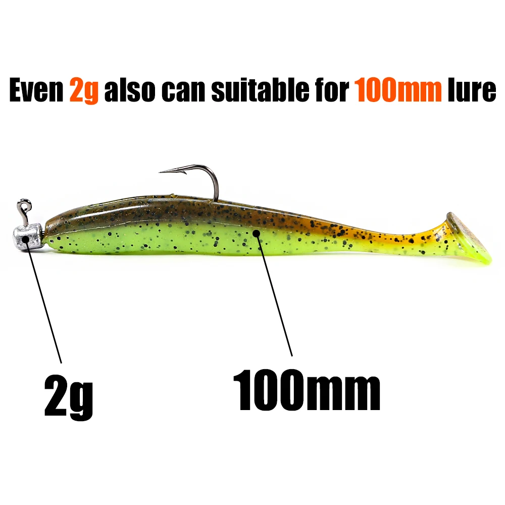 Anzuelo de cabeza B & U NED de 2g-14g, anzuelo de cabeza de plantilla de bola redonda de todos los tamaños, anzuelos secundarios de vástago largo sin malezas para pesca de gusanos blandos - imagen 2