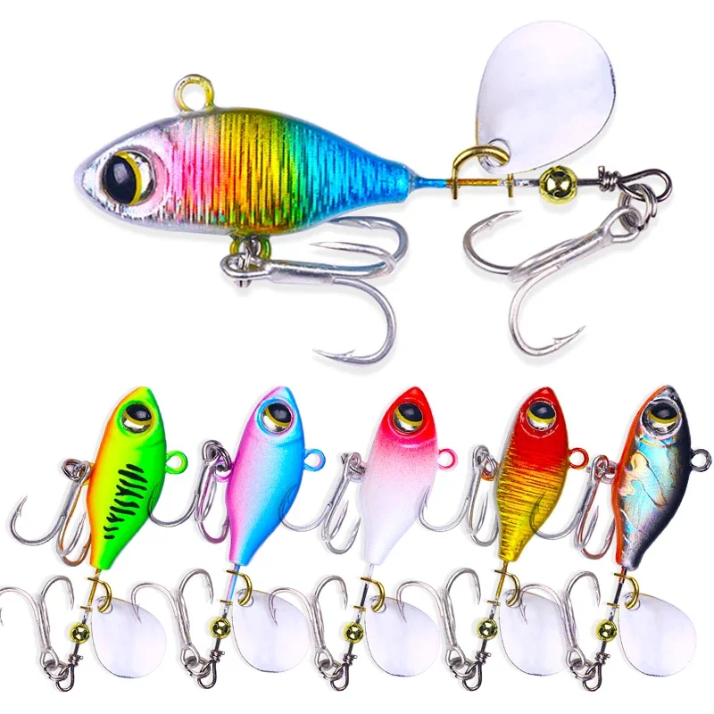 1 Uds. Cebo giratorio de Metal VIB con vibración Spinner cuchara Señuelos de Pesca 7g 10g 14g plantillas trucha Lucio Pesca cebos duros aparejos de Pesca