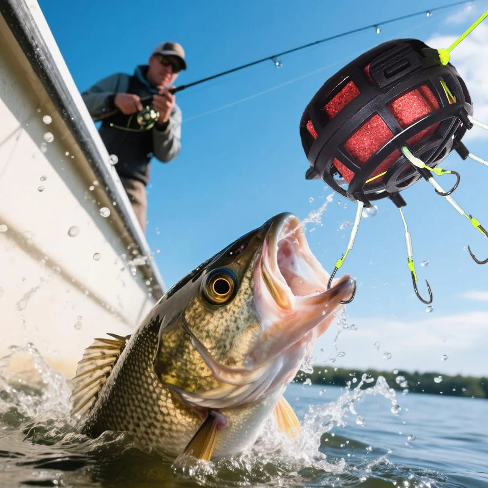 Jaula alimentadora de acero antibobinado – Ideal para pesca en fondo