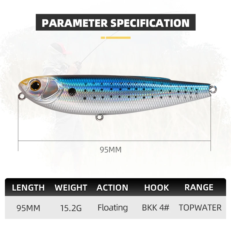 BLUX STRAY DOG 95 Topwater lápiz 95MM 15,2g superficie Walker señuelo de pesca caminar el perro Artificial agua salada lubina cebo duro aparejos - imagen 4