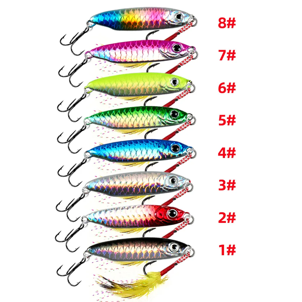 Señuelo de pesca de 7g/10g/15g/20g/30g, anzuelo Jigging, cebo giratorio de pesca, plantilla de Metal láser, cuchara - imagen 5