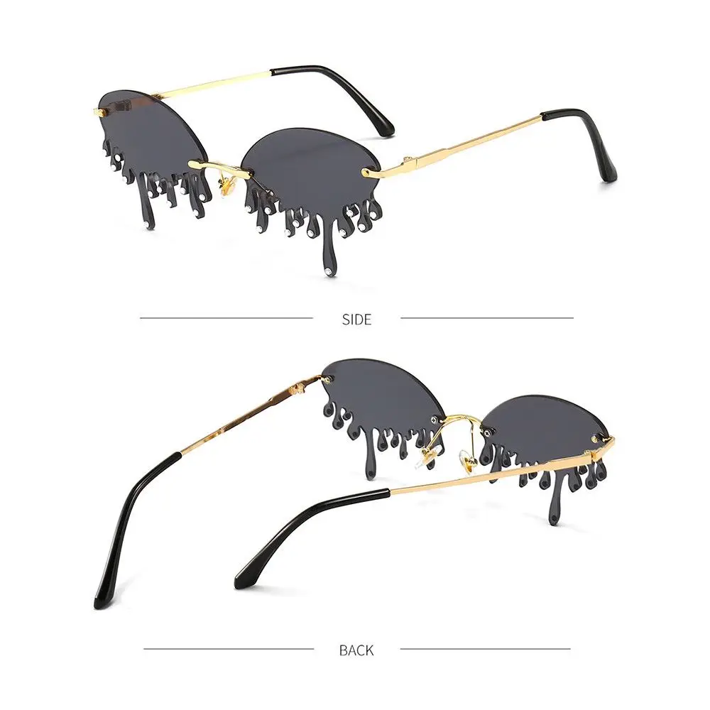 Gafas de sol Punk a la moda para mujer, Gafas de sol sin montura con diamantes, Gafas femeninas, Gafas de cristal, Gafas de sol con forma de lágrimas - imagen 4