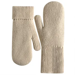 Guantes cálidos para ciclismo, guantes de dedo completo de felpa gruesa para invierno, para ciclismo, montar, acampar, viajar, mitones a prueba de viento al aire libre