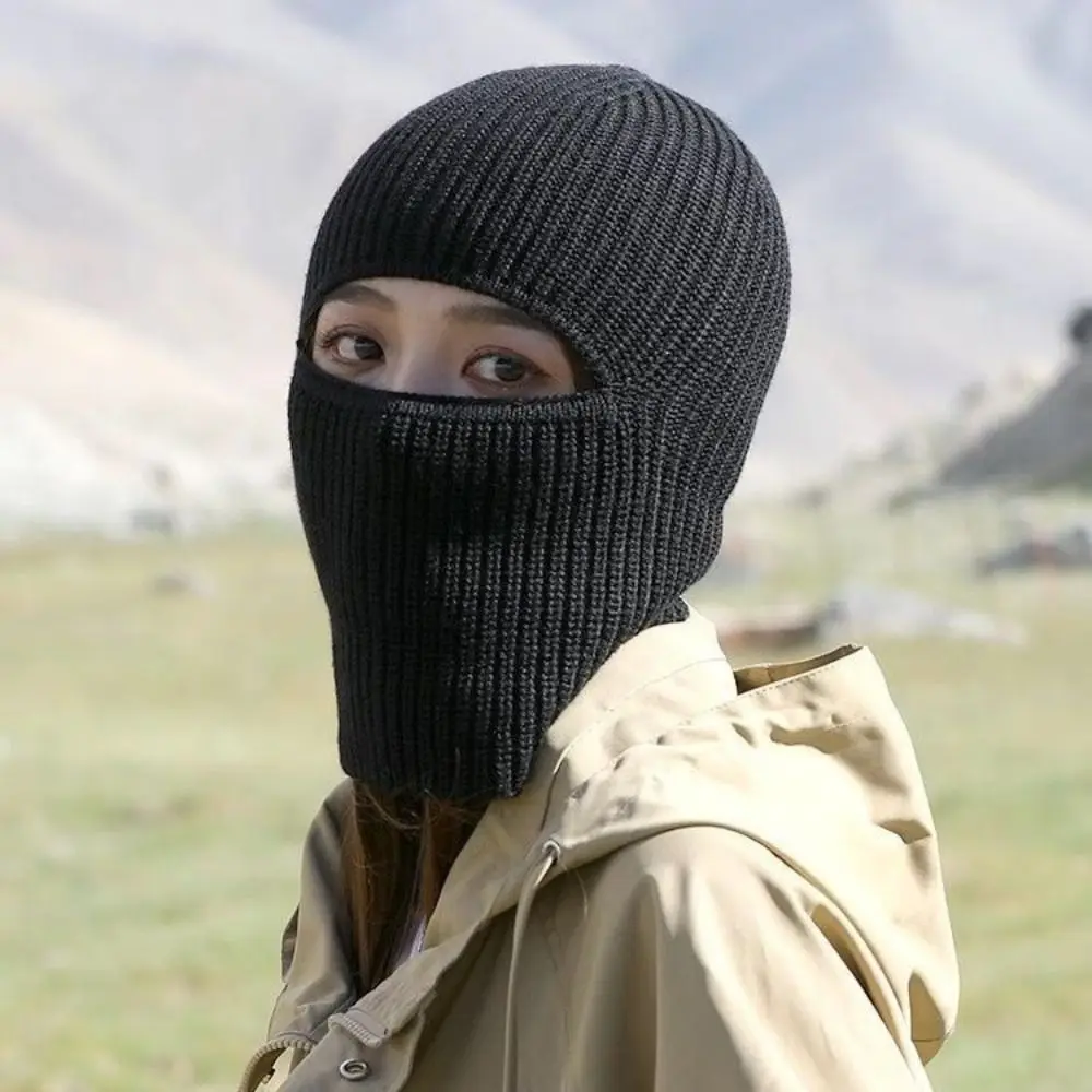 Máscara de esquí de cara completa 2 en 1, gorro tejido, gorro a prueba de viento, gorros de pasamontañas de punto cálidos, sombrero Baotou multifuncional - imagen 4