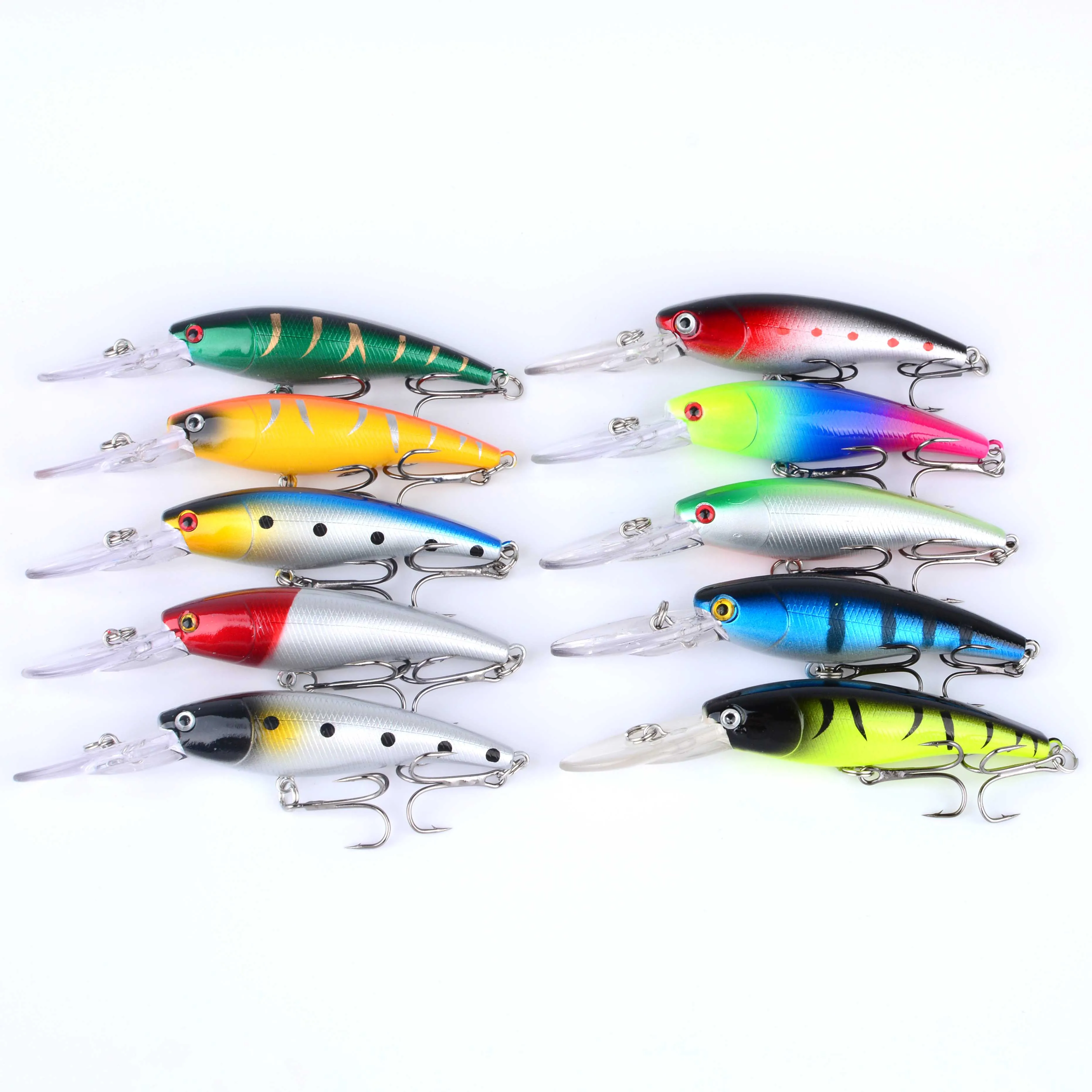 10 Uds. Señuelo de pesca de pececillo duro Wobblers flotantes Crankbait Bass cebos artificiales Lucio carpa señuelos - imagen 4