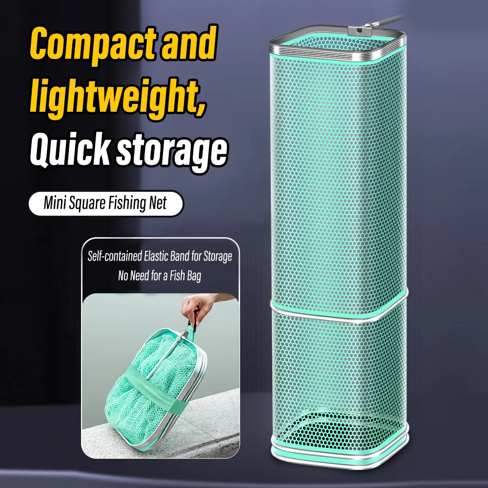 Trampa de red de pesca cuadrada de 1m-2, 5m, nailon plegable, portátil, jaula de red para inmersión de cangrejo, cebo de pesca, trampa para camarones, cangrejos, pulpo - imagen 3