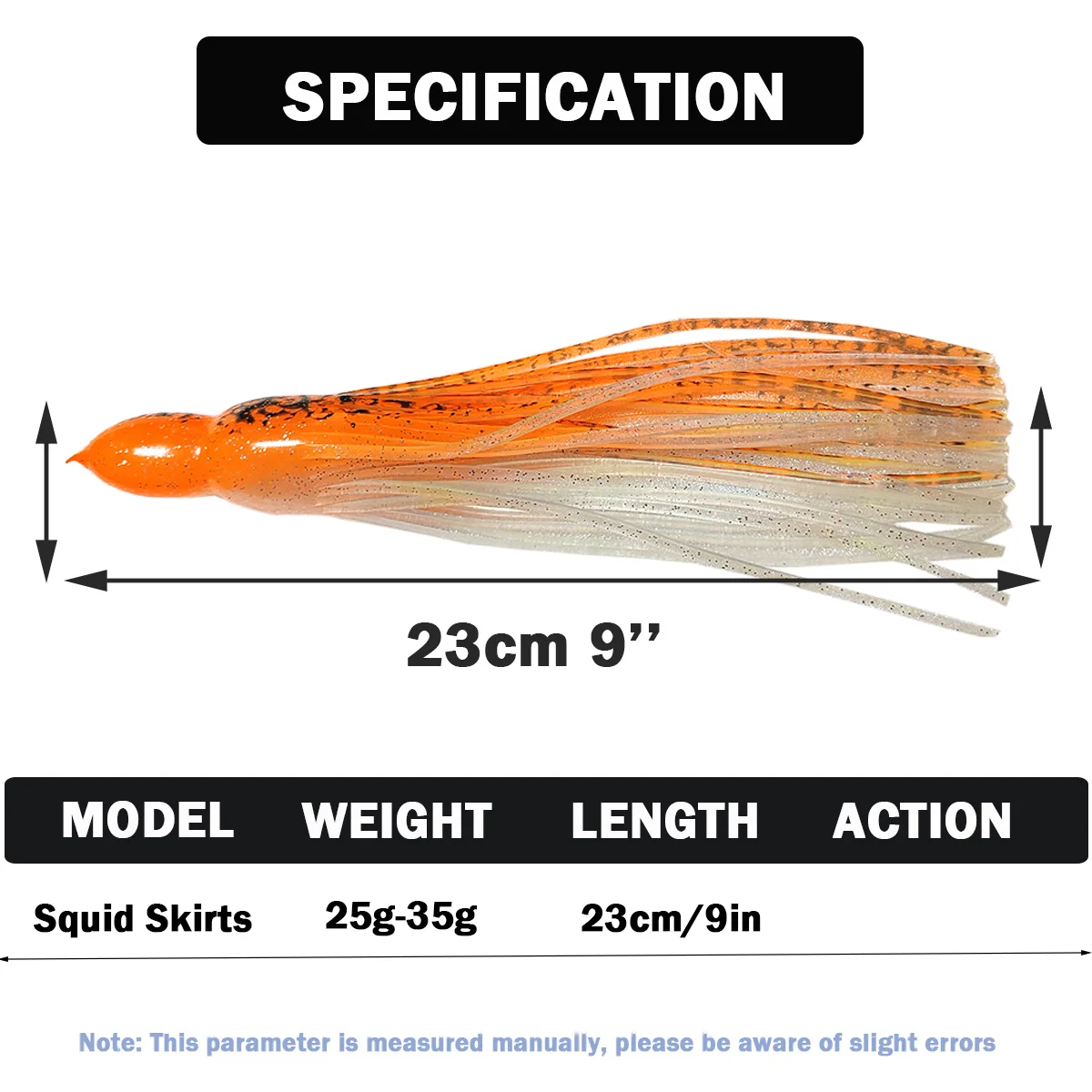 Señuelo Marlin de 9 ", faldas de calamar, señuelos, cebo de goma, gran juego, señuelo de pesca de curricán, faldas de pulpo de repuesto para pesca atún - imagen 4