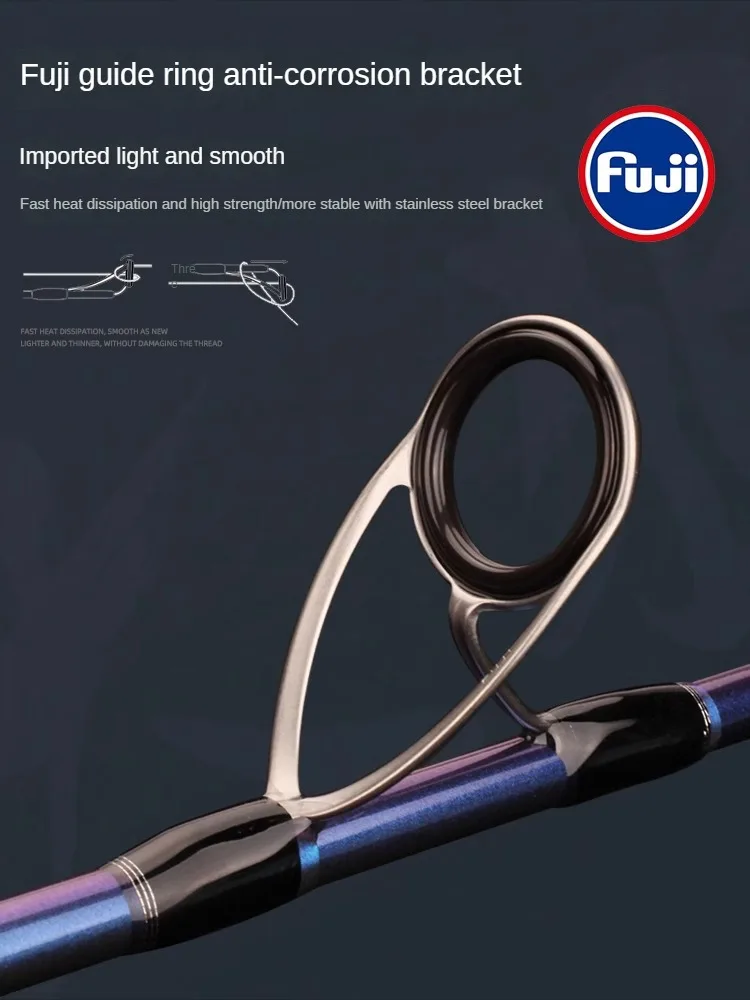 Fuji-anillo guía para barco en alta mar, caña de señuelo de pesca 20-70 #, varilla giratoria de fundición de Punta sólida, 1,8 m, 2,2 m, 2,4 m, peso de Jigging 60-200g - imagen 5