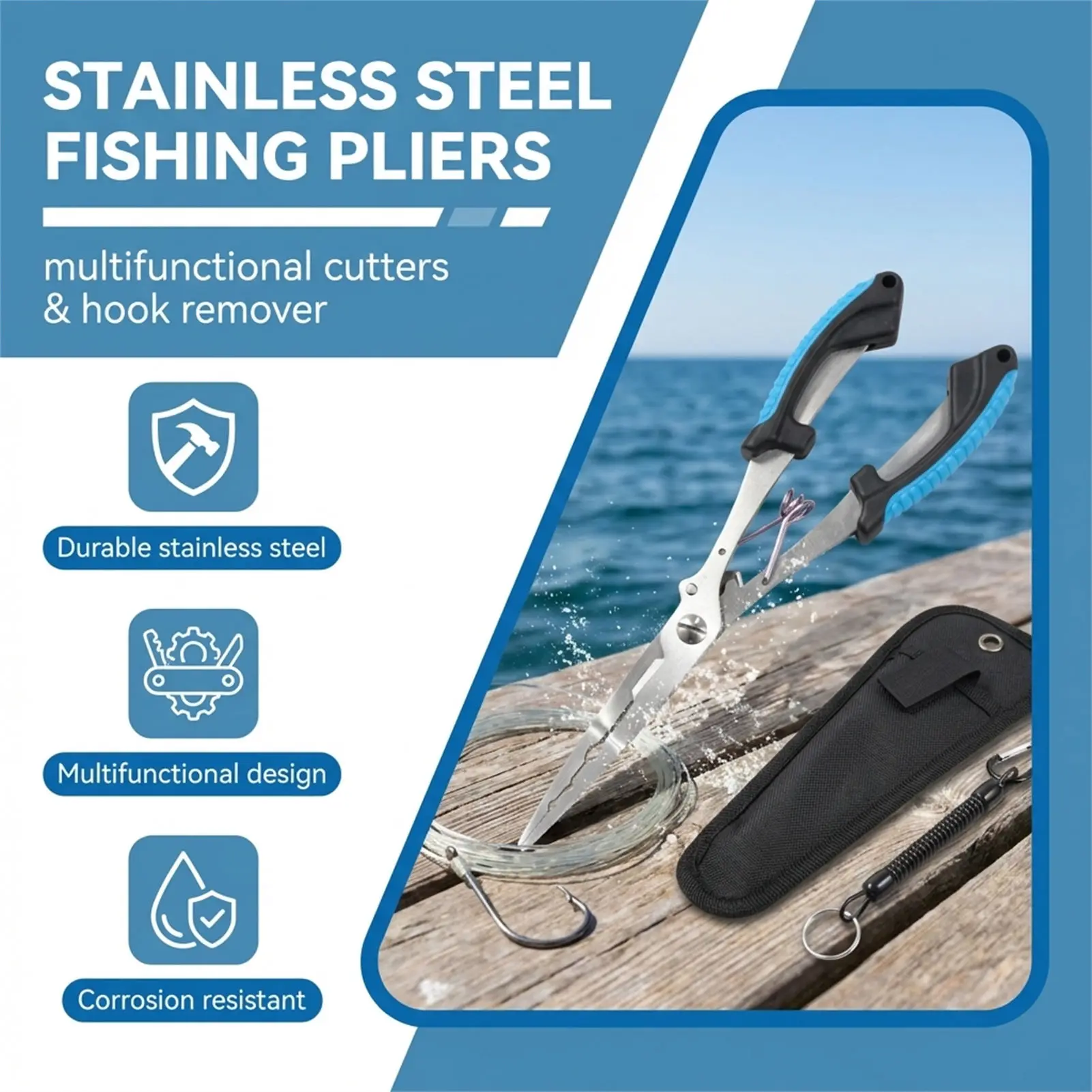 Alicates de pesca acero inoxidable multifunción para agua dulce y salada - imagen 2
