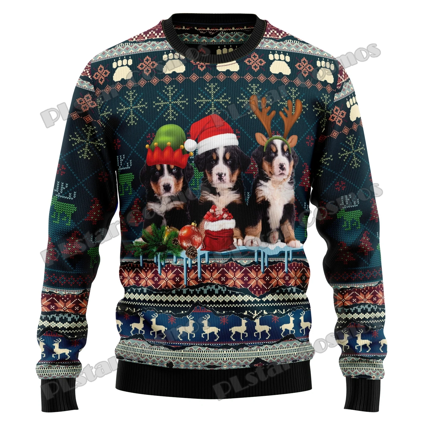 KMY05-suéter de punto informal para hombre y mujer, jersey con estampado 3D de lobo nativo impresionante, suéter feo de Navidad, Otoño e Invierno - imagen 5